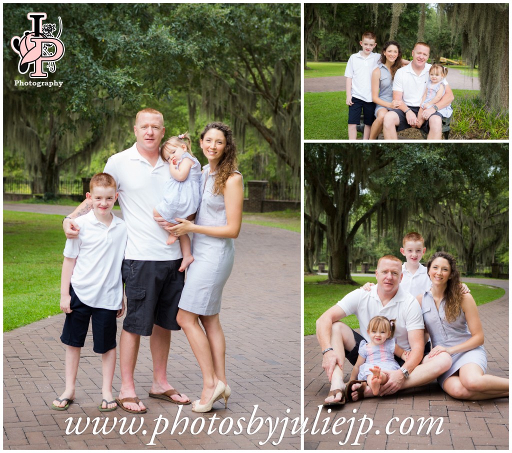 family portrait with mossy oak trees