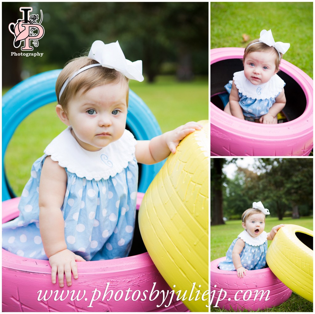 Baby Girl in Colorful Tires