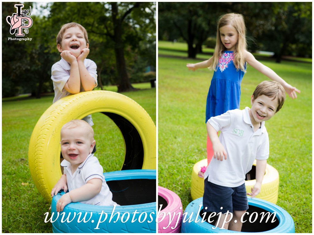 kids playing in tires