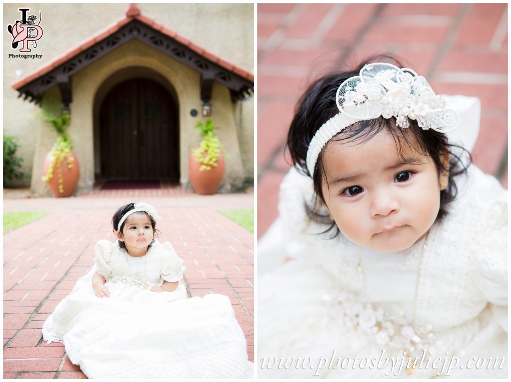 Baby in front of church