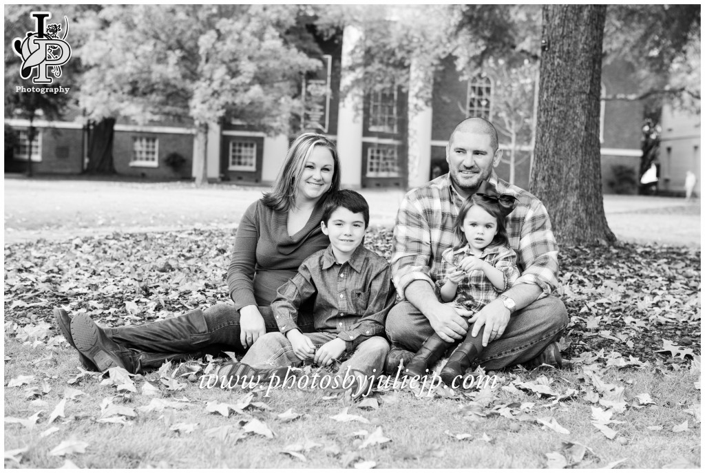 black and white family portrait