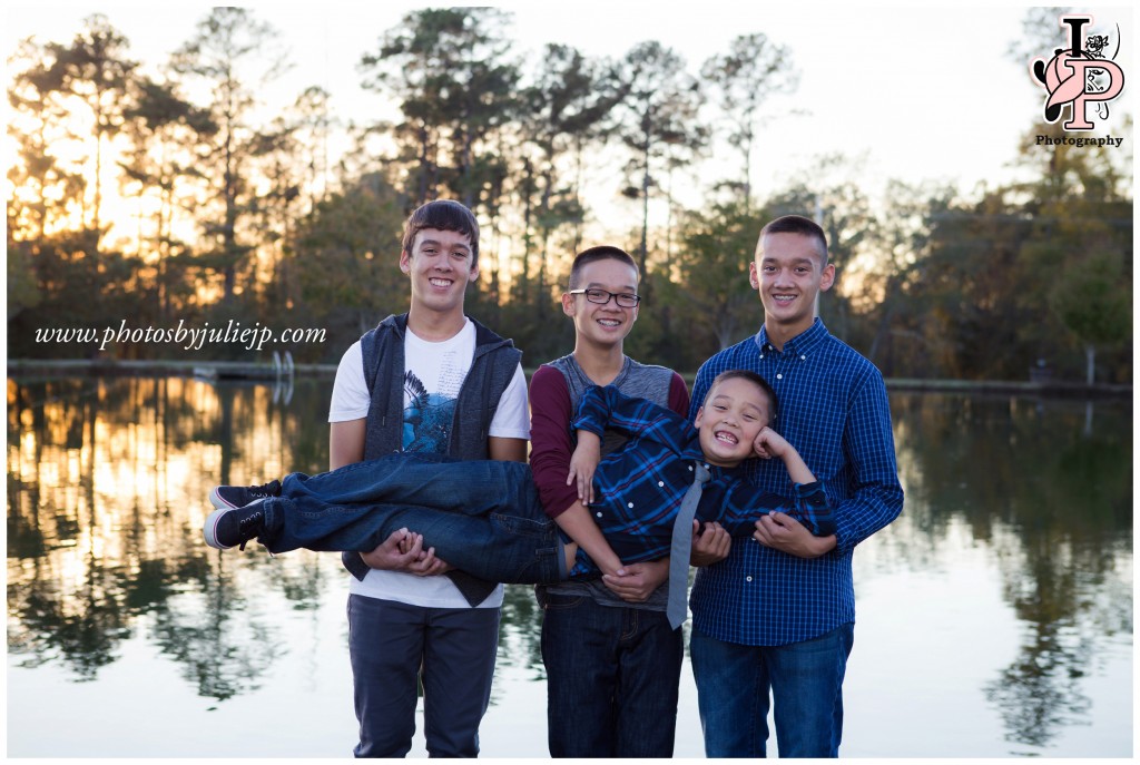 sons portrait on dock fun