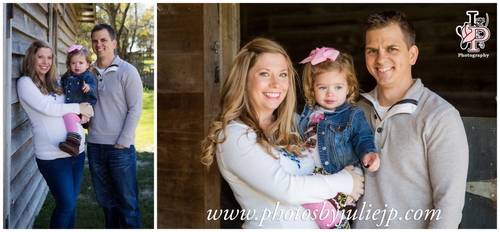 family portrait in horse barn