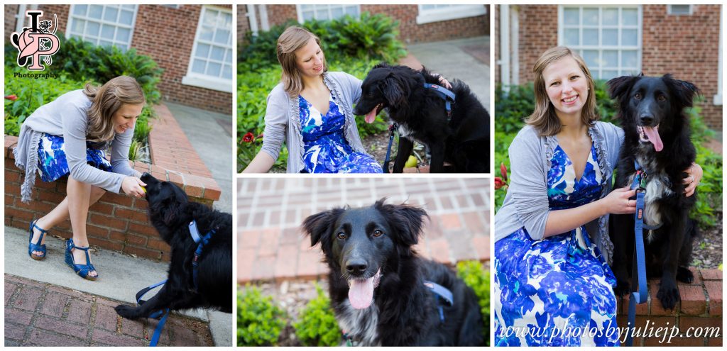 College Senior portrait with dog